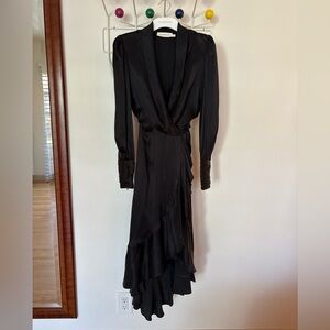 SOLD ON DEPOP @highhorsestudios Black 100% Silk Zimmermann wrap dress